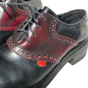 VINTAGE KICKERS LEATHER BROGUE OXFORD SHOES BLACK & OXBLOOD SZ 7.5